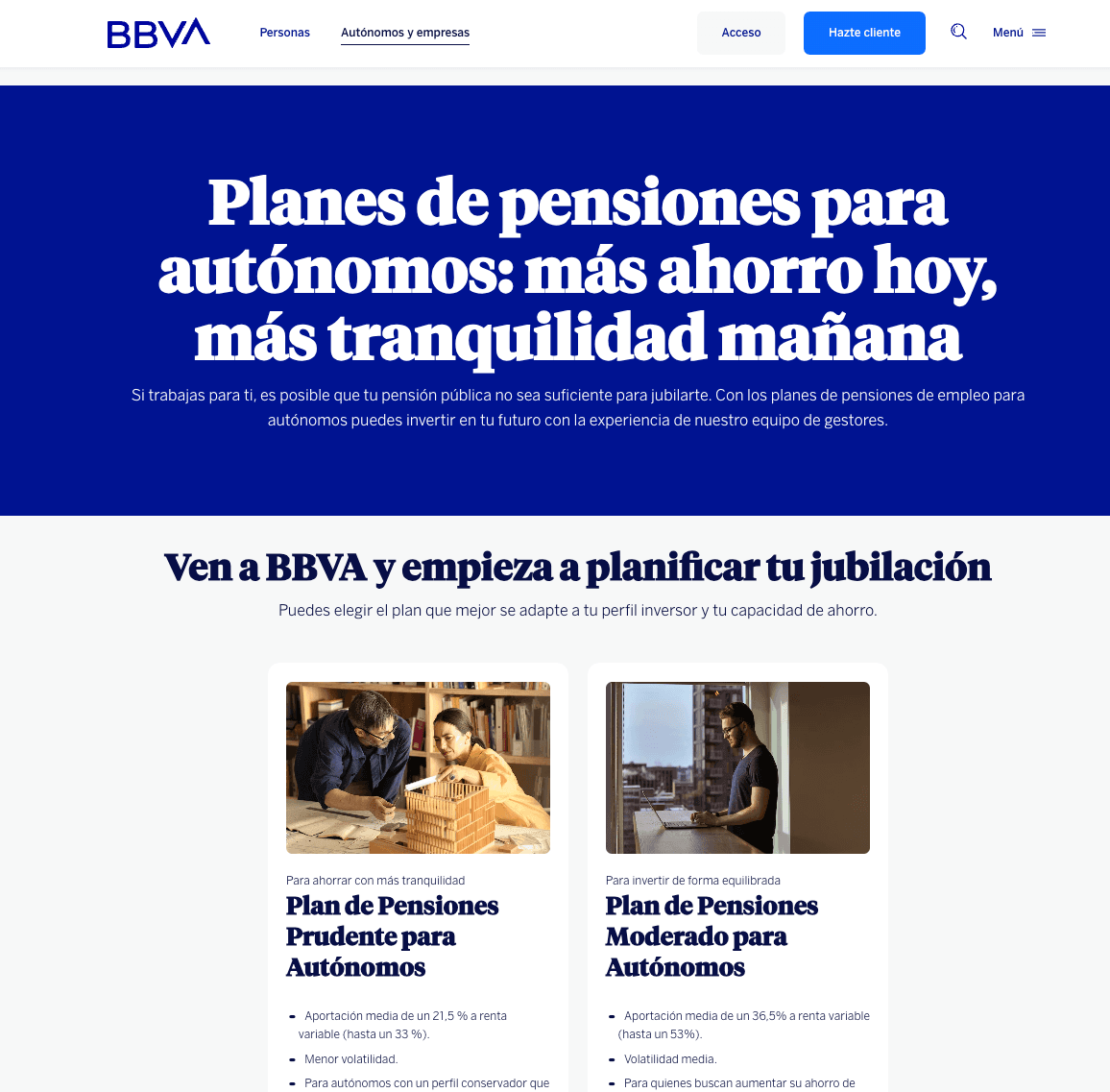 BBVA Autónomos Moderado platform interface