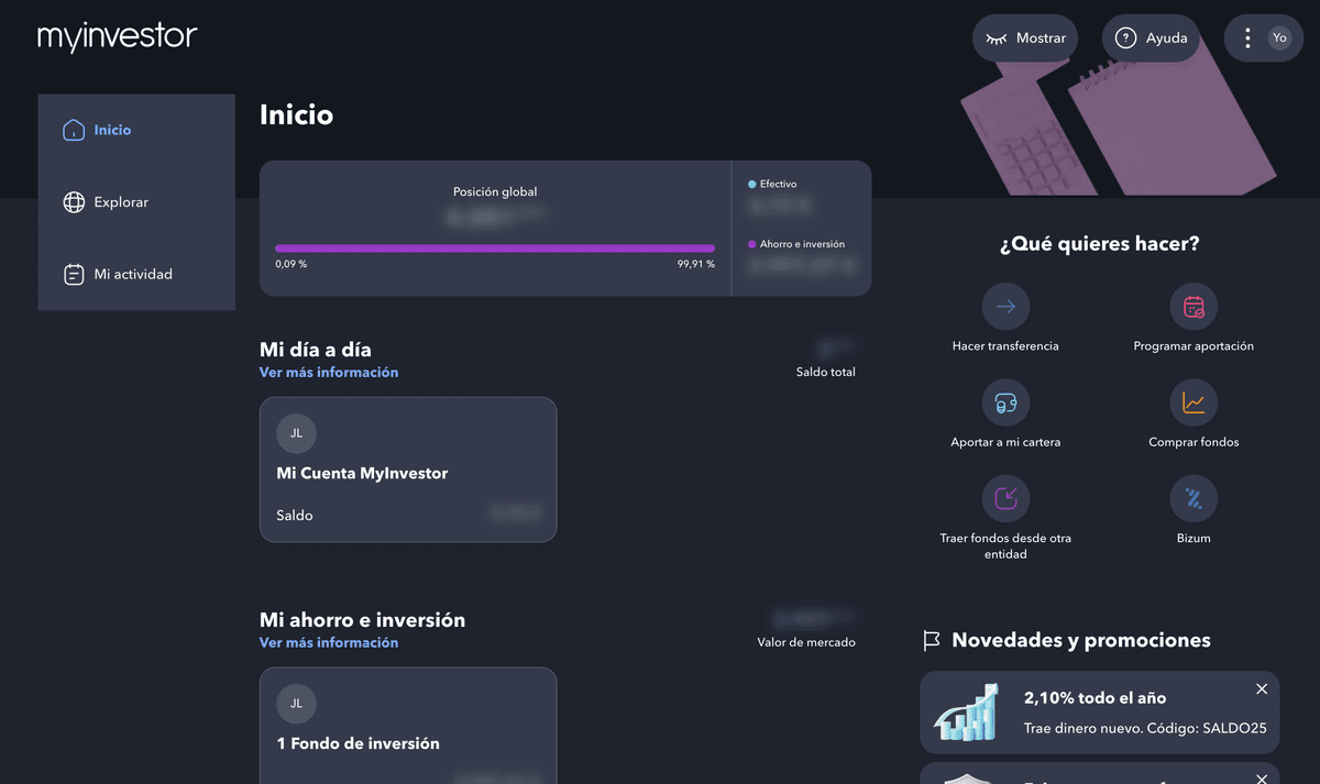 MyInvestor platform interface