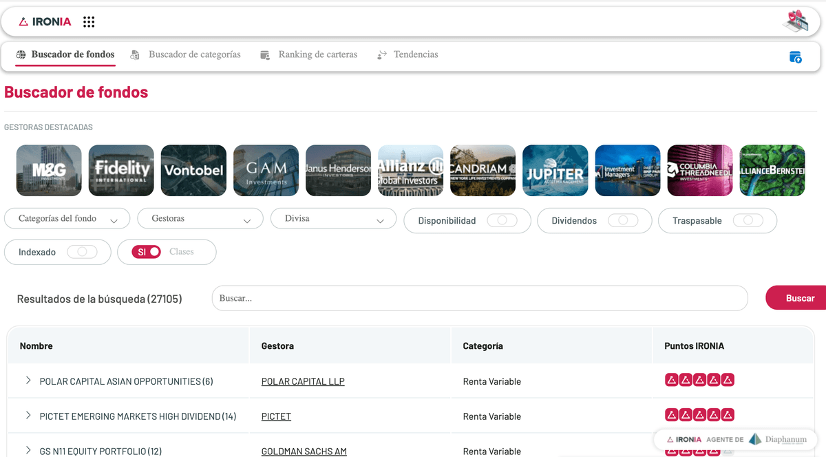 IronIA Fintech platform interface